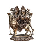 Brass Superfine Intricate Kaila Devi Chamunda Mata on Lion Idol 4.5" | Divine Protector | Destroyer of Evil | Handcrafted Pure Brass | Sacred Centerpiece for Home & Temple